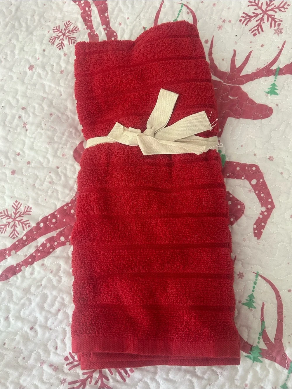 Red Cotton Hand Towels - Set of 3. NWOT